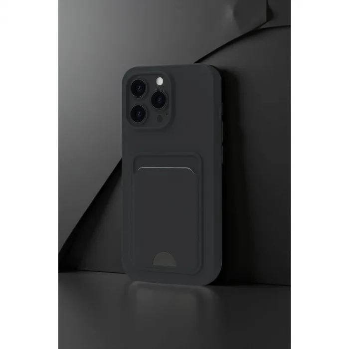 İphone 16 Plus Kılıf Kelvin Kartvizitli Silikon - Siyah