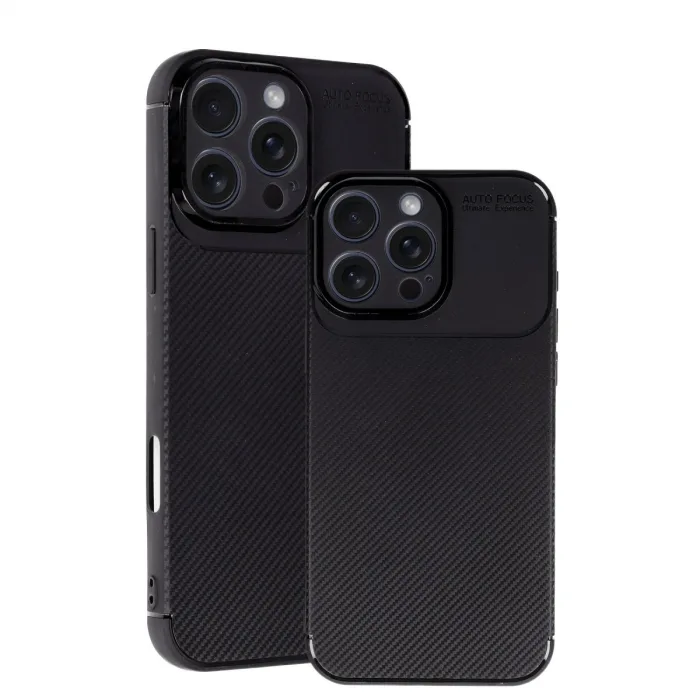 İphone 16 Pro Kılıf Auto Focus Karbon Kapak - Siyah