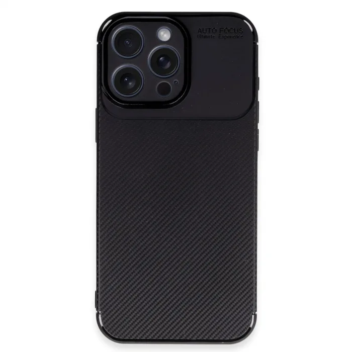 İphone 16 Pro Kılıf Auto Focus Karbon Kapak - Siyah