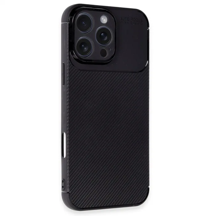 İphone 16 Pro Kılıf Auto Focus Karbon Kapak - Siyah