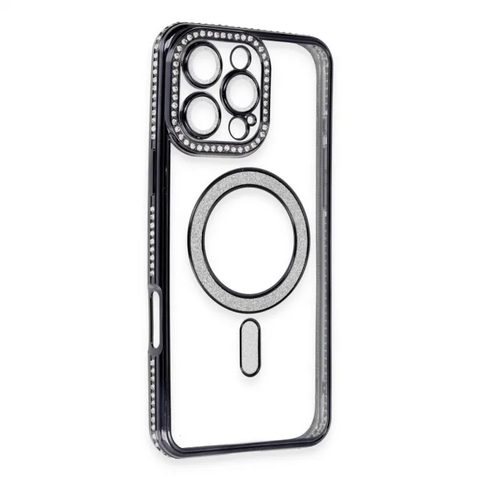İphone 16 Pro Kılıf Joke Simli Magneticsafe Kılıf - Siyah