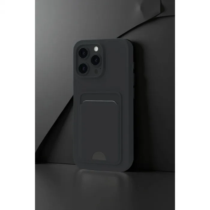 İphone 16 Pro Kılıf Kelvin Kartvizitli Silikon - Siyah