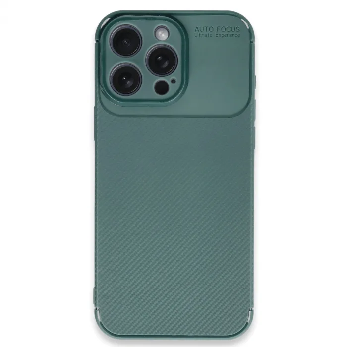 İphone 16 Pro Max Kılıf Auto Focus Karbon Kapak - Koyu Yeşil