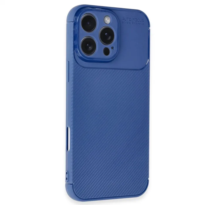 İphone 16 Pro Max Kılıf Auto Focus Karbon Kapak - Lacivert