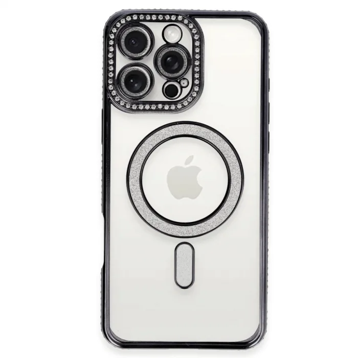 İphone 16 Pro Max Kılıf Joke Simli Magneticsafe Kılıf - Gri