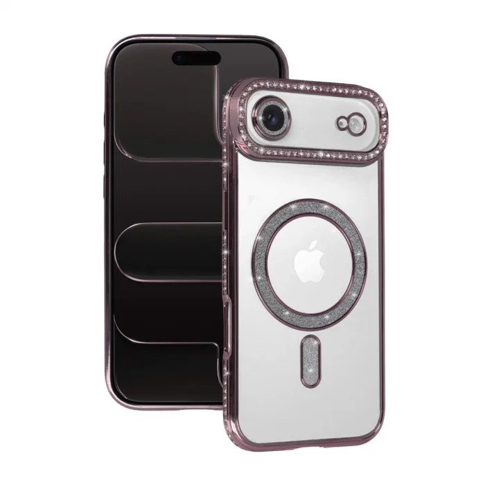 İphone 17 Air Joke Simli Magneticsafe Kılıf - Pembe