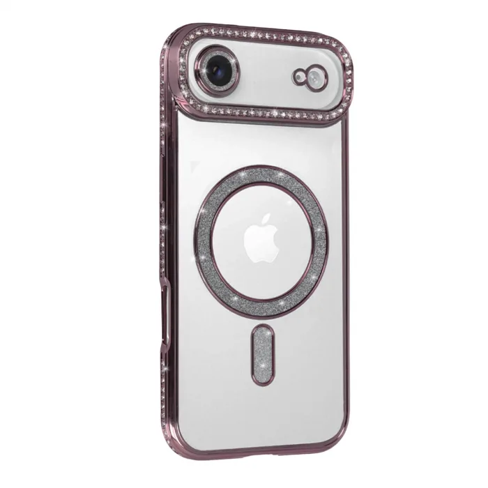 İphone 17 Air Joke Simli Magneticsafe Kılıf - Pembe