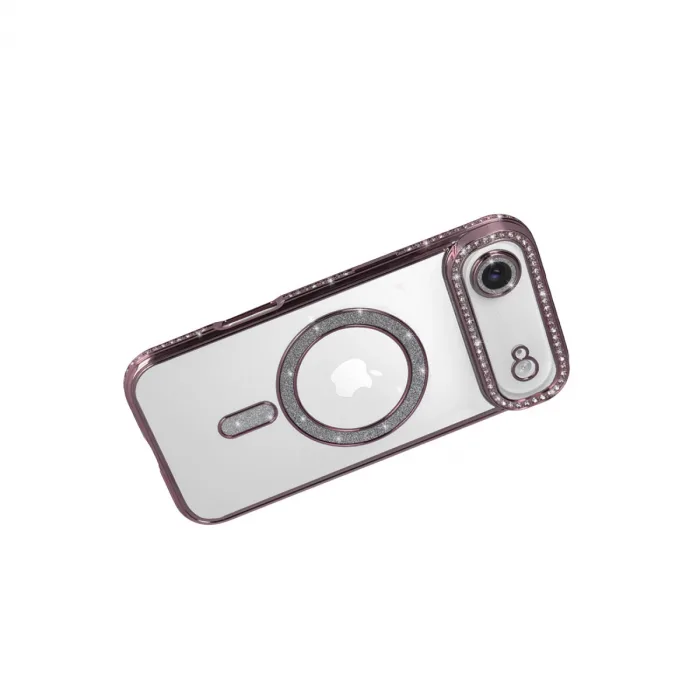 İphone 17 Air Joke Simli Magneticsafe Kılıf - Pembe