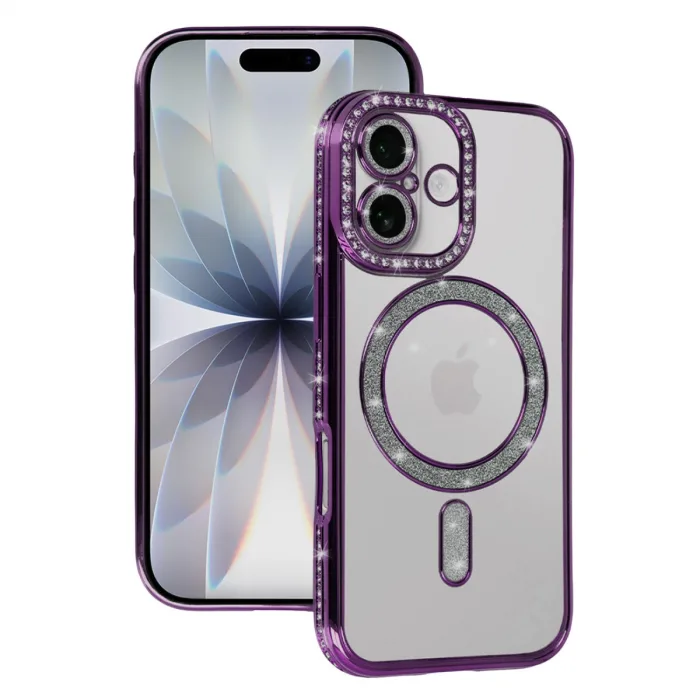 İphone 17 Joke Simli Magneticsafe Kılıf - Derin Mor