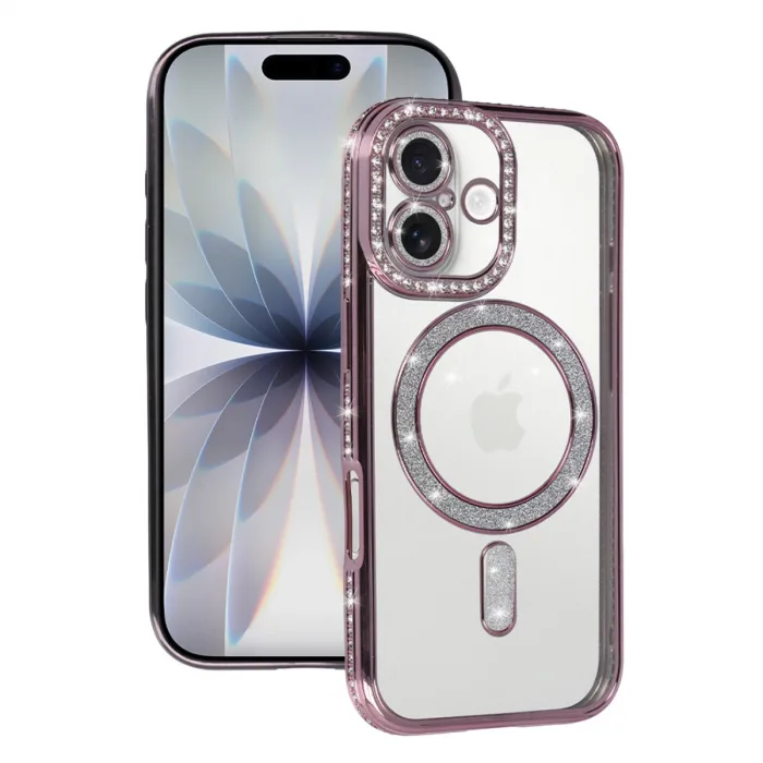 İphone 17 Joke Simli Magneticsafe Kılıf - Pembe
