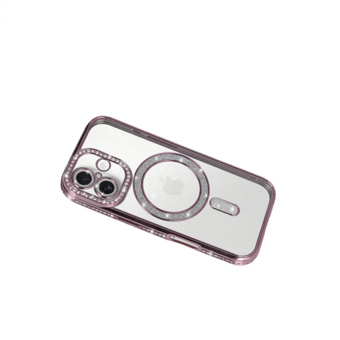 İphone 17 Joke Simli Magneticsafe Kılıf - Pembe