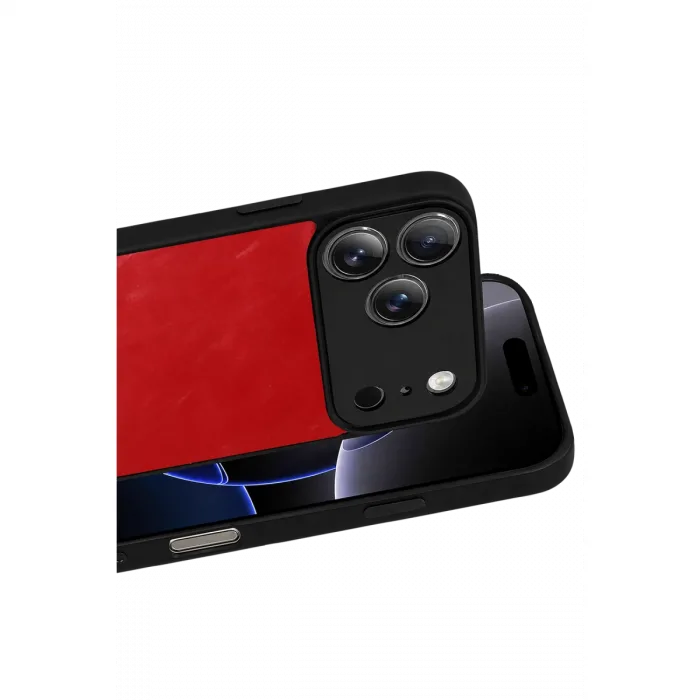 İphone 17 Pro Aras Deri Kapak - Kırmızı