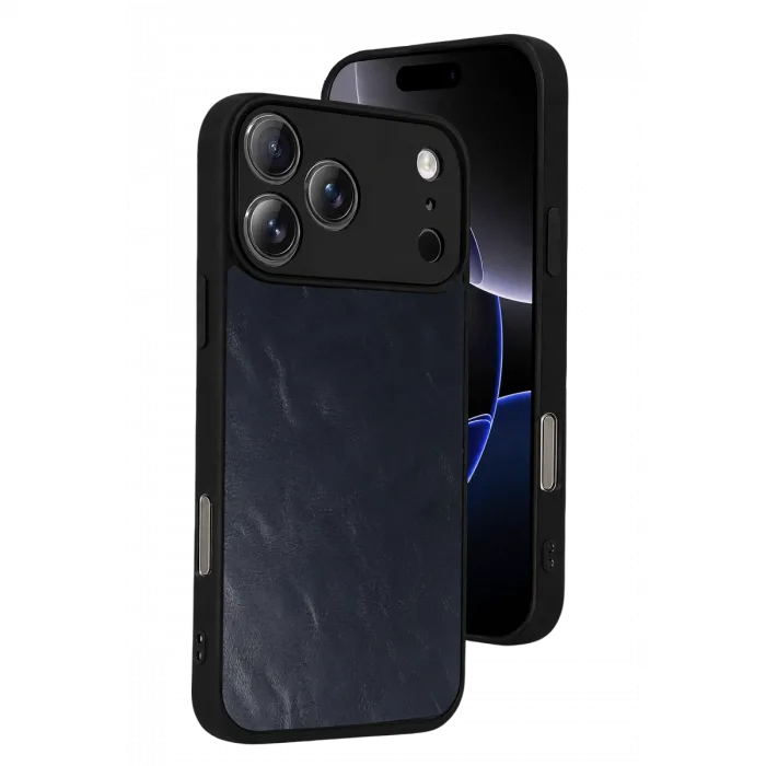 İphone 17 Pro Aras Deri Kapak - Lacivert