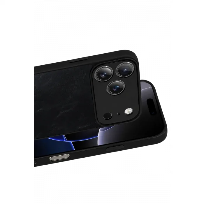 İphone 17 Pro Aras Deri Kapak - Siyah
