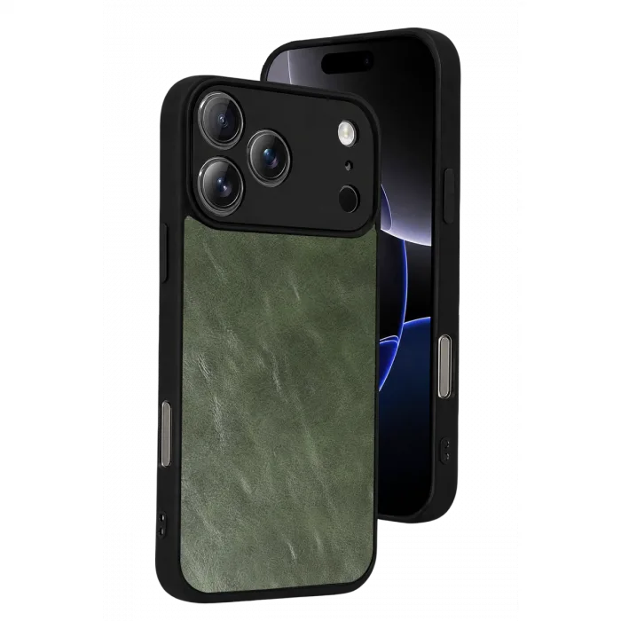 İphone 17 Pro Aras Deri Kapak - Yeşil