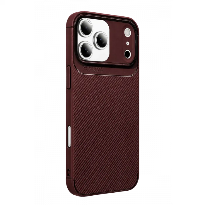 İphone 17 Pro Auto Focus Karbon Kapak - Bordo