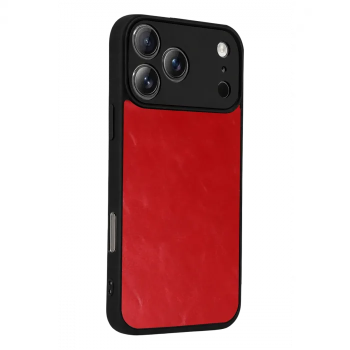 İphone 17 Pro Max Aras Deri Kapak - Kırmızı