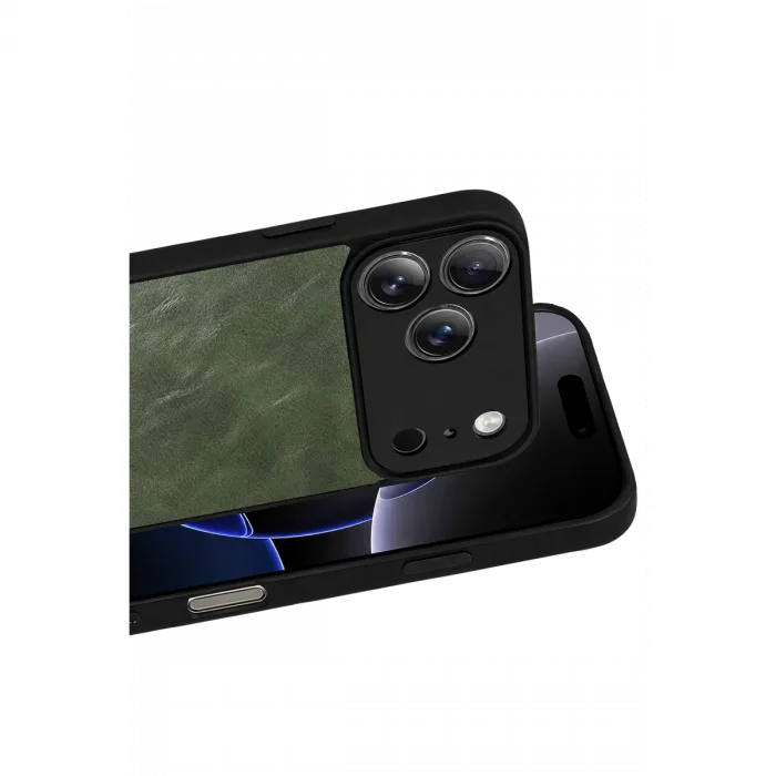 İphone 17 Pro Max Aras Deri Kapak - Yeşil
