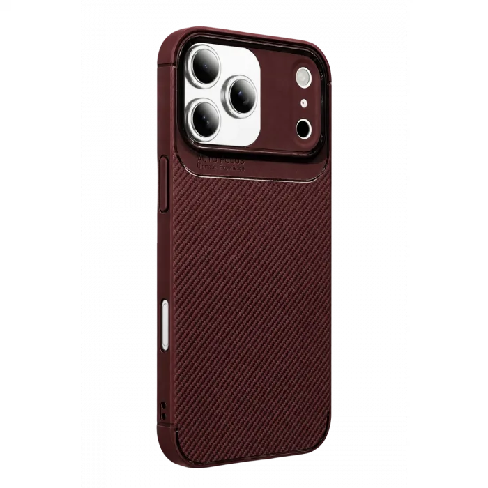 İphone 17 Pro Max Auto Focus Karbon Kapak - Bordo