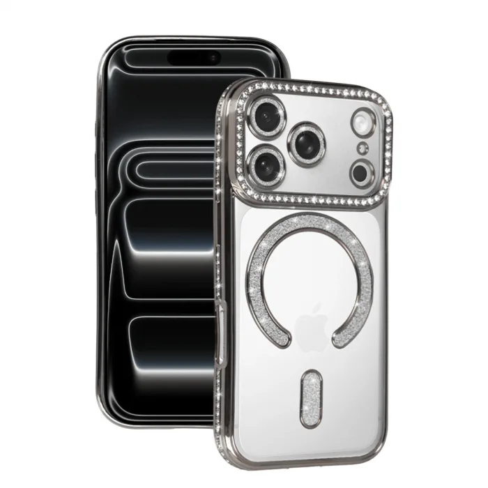 İphone 17 Pro Max Joke Simli Magneticsafe Kılıf - Gümüş