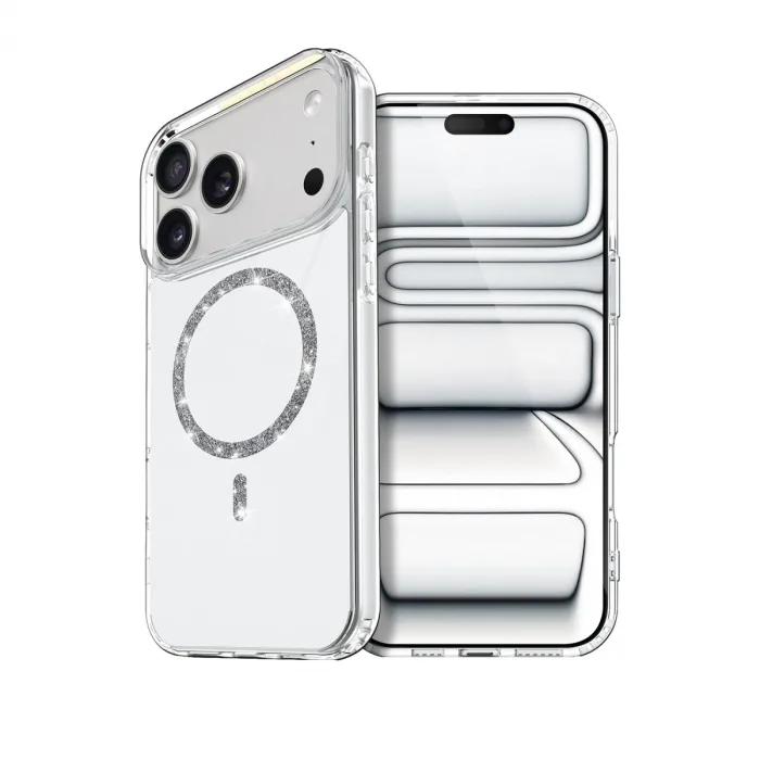 İphone 17 Pro Max Live Diamond Magsafe Kapak - Şeffaf
