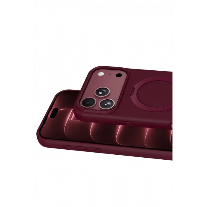 iPhone 18 Pro Max Regal Magsafe Standlı Kapak - Bordo