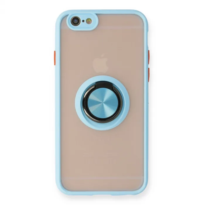 İphone 6 Kılıf Montreal Yüzüklü Silikon Kapak - Buz Mavi
