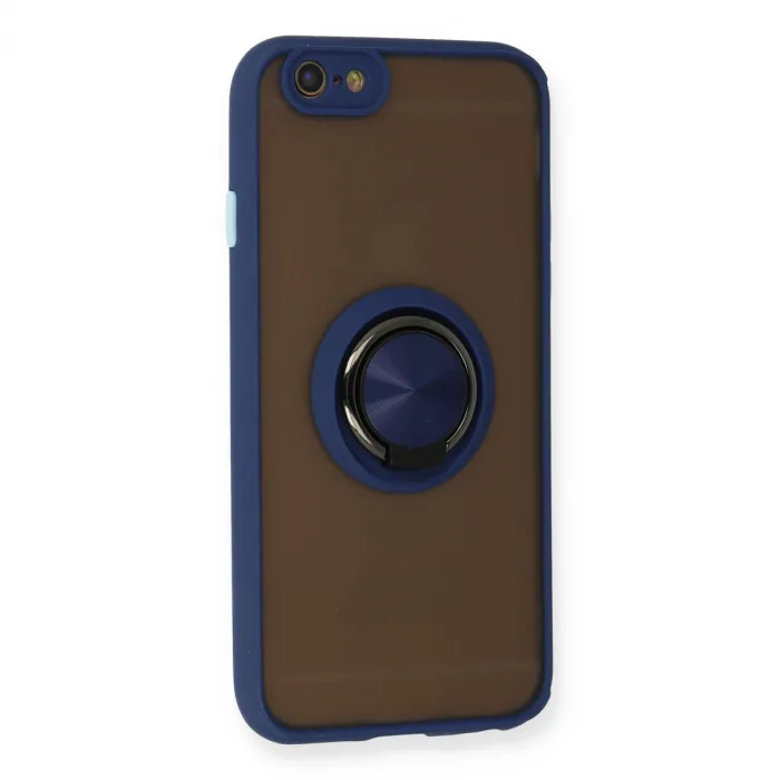 İphone 6 Kılıf Montreal Yüzüklü Silikon Kapak - Lacivert