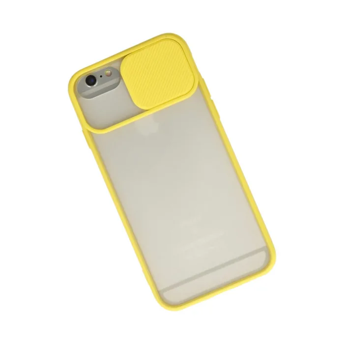 İphone 6 Kılıf Palm Buzlu Kamera Sürgülü Silikon - Sarı