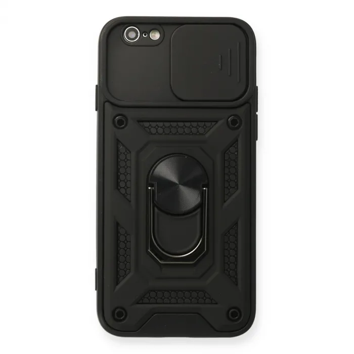 İphone 6 Kılıf Pars Lens Yüzüklü Silikon - Siyah