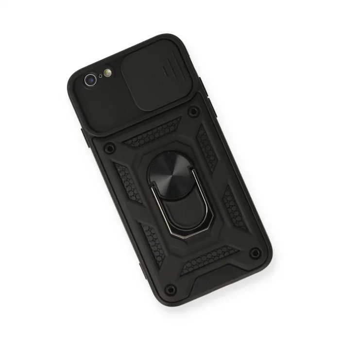 İphone 6 Kılıf Pars Lens Yüzüklü Silikon - Siyah