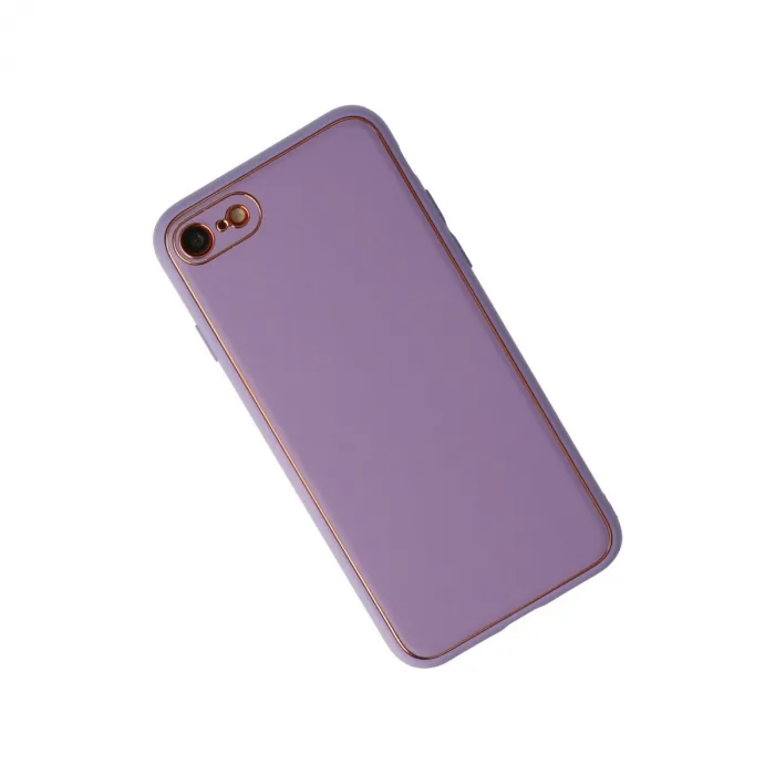 İphone 7 Kılıf Coco Deri Silikon Kapak - Lila