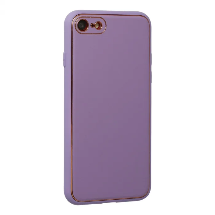 İphone 7 Kılıf Coco Deri Silikon Kapak - Lila