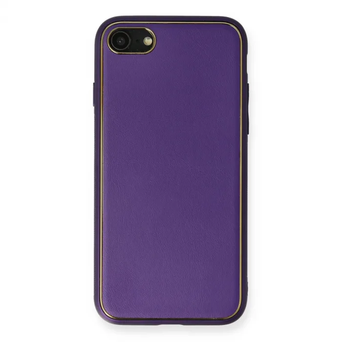 İphone 7 Kılıf Coco Deri Silikon Kapak - Mor