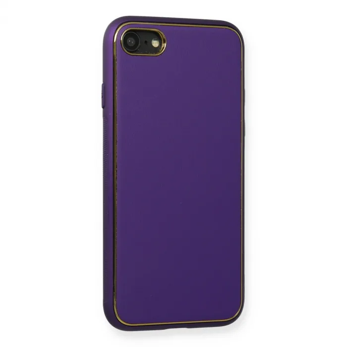 İphone 7 Kılıf Coco Deri Silikon Kapak - Mor