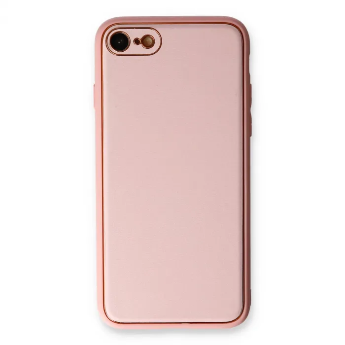 İphone 7 Kılıf Coco Deri Silikon Kapak - Pudra