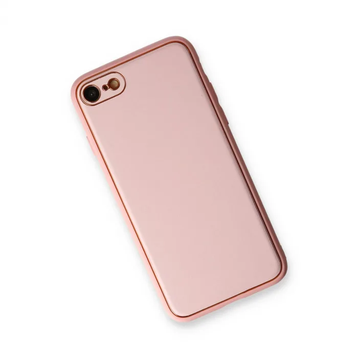 İphone 7 Kılıf Coco Deri Silikon Kapak - Pudra