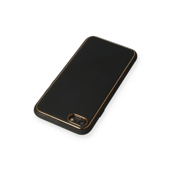 İphone 7 Kılıf Coco Deri Silikon Kapak - Siyah