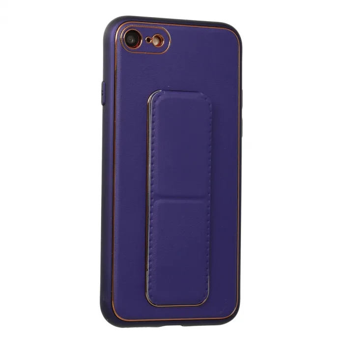 İphone 7 Kılıf Coco Deri Standlı Kapak - Mor
