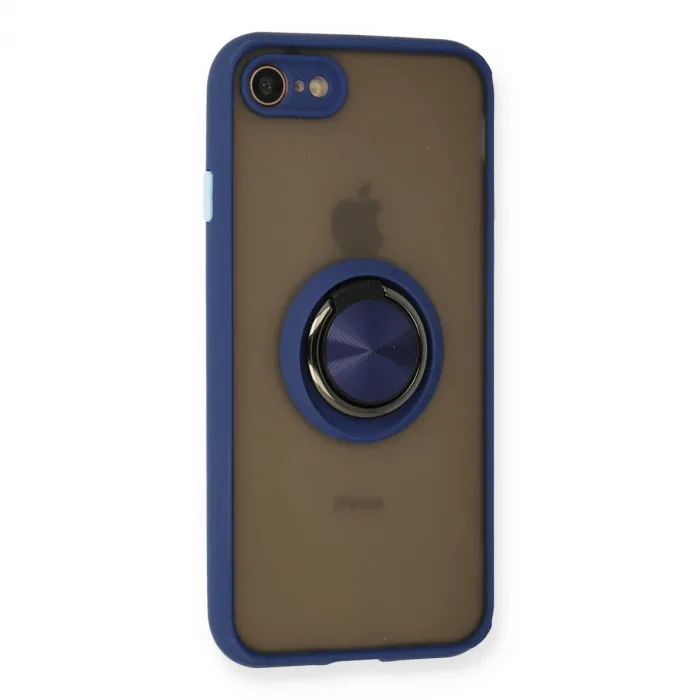 İphone 7 Kılıf Montreal Yüzüklü Silikon Kapak - Lacivert