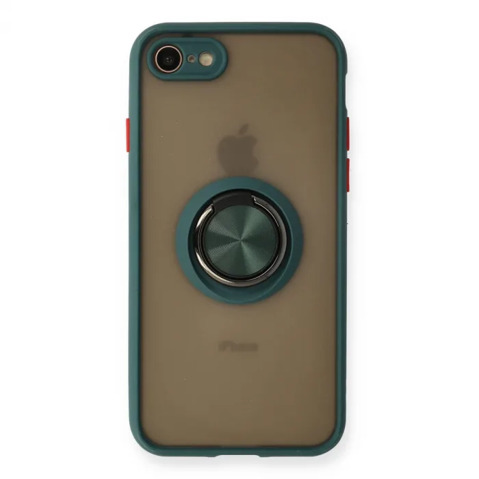 İphone 7 Kılıf Montreal Yüzüklü Silikon Kapak - Yeşil