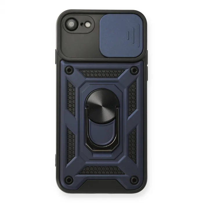 İphone 7 Kılıf Pars Lens Yüzüklü Silikon - Lacivert