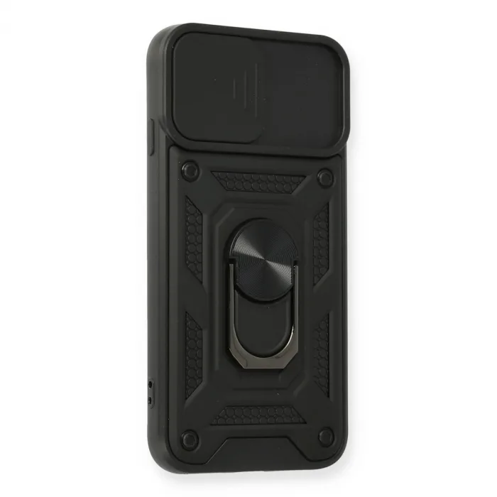 İphone 7 Kılıf Pars Lens Yüzüklü Silikon - Siyah