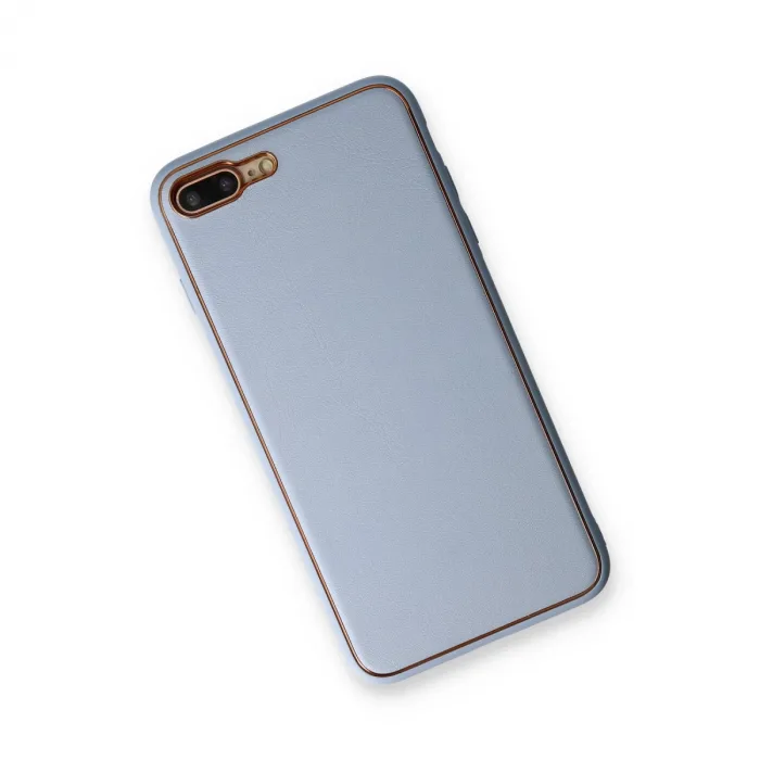 İphone 7 Plus Kılıf Coco Deri Silikon Kapak - Açık Mavi