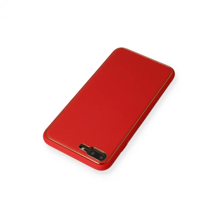 İphone 7 Plus Kılıf Coco Deri Silikon Kapak - Kırmızı