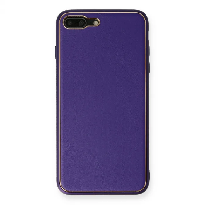 İphone 7 Plus Kılıf Coco Deri Silikon Kapak - Mor