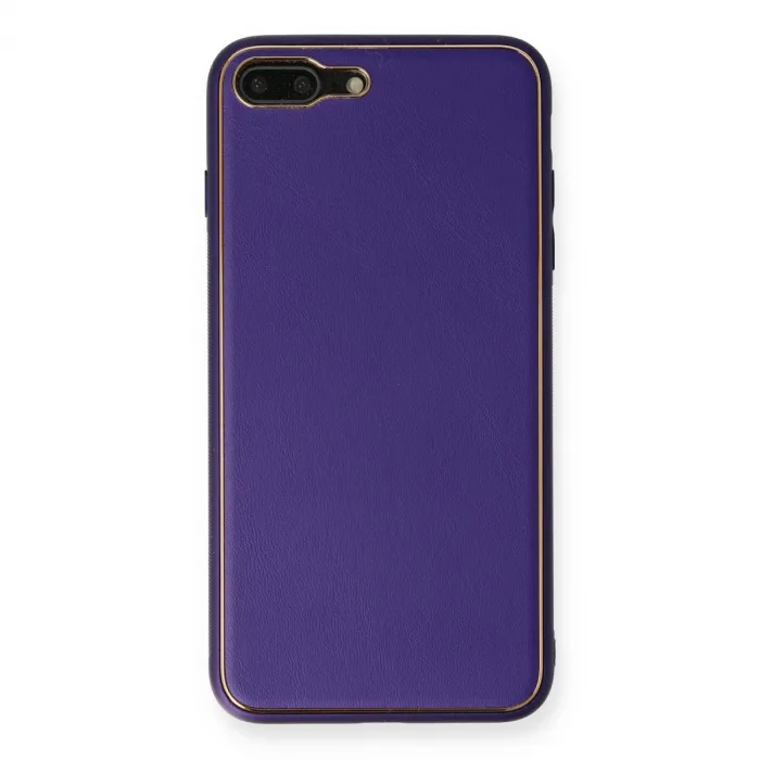 İphone 7 Plus Kılıf Coco Deri Silikon Kapak - Mor