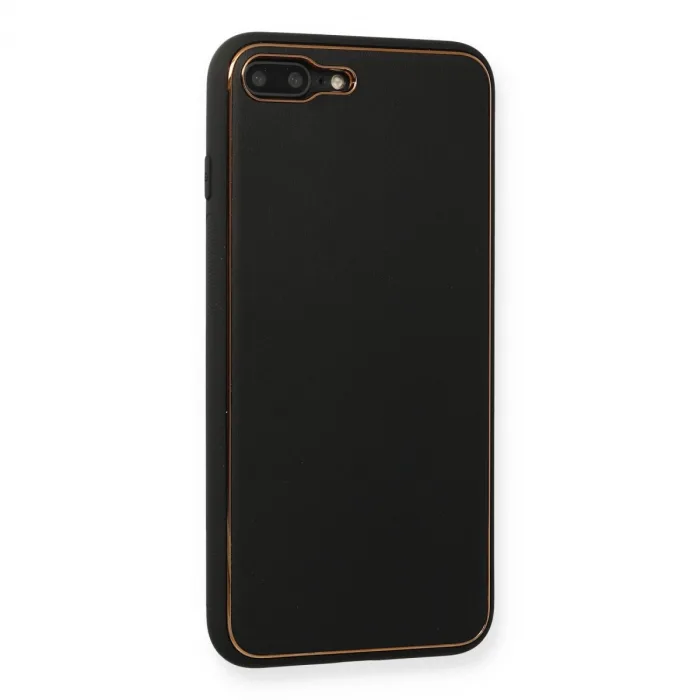 İphone 7 Plus Kılıf Coco Deri Silikon Kapak - Siyah
