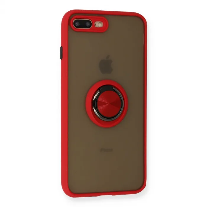 İphone 7 Plus Kılıf Montreal Yüzüklü Silikon Kapak - Kırmızı