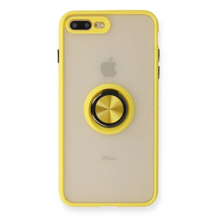 İphone 7 Plus Kılıf Montreal Yüzüklü Silikon Kapak - Sarı